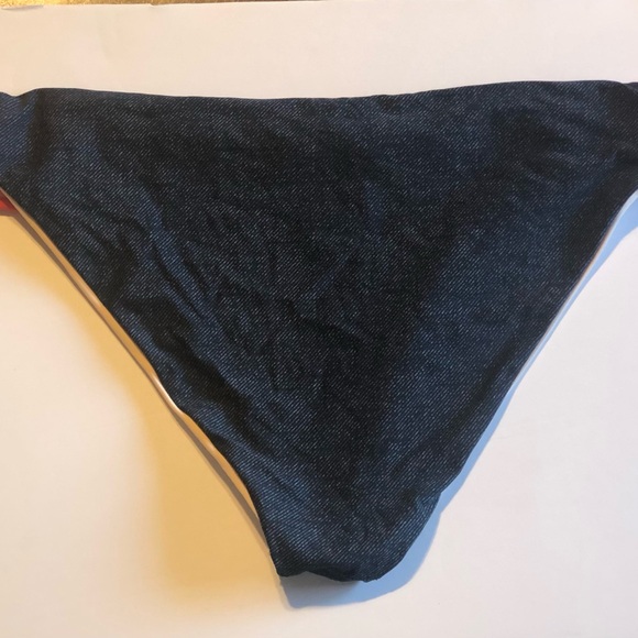 L*Space Denim Look Low Down Hipster Bikini Bottom Size L - Picture 6 of 10